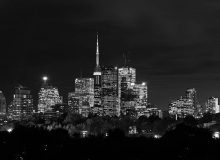 Toronto Night Skyline in Black and White with copy space